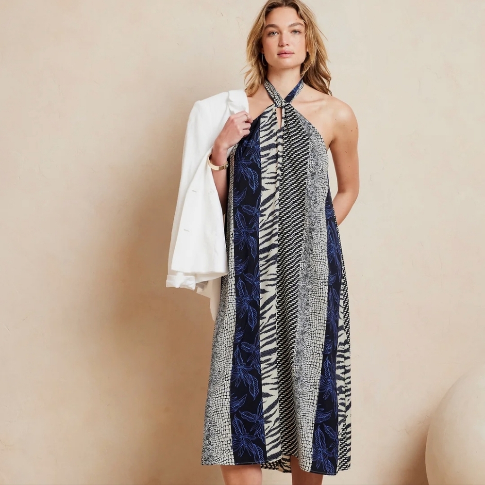 Twist Neck Midi Dress